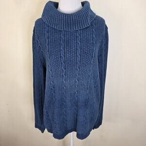 Blue Willi's Danish Cowl neck 100% Cotton Cable Knit Sweater Women's Size XL
